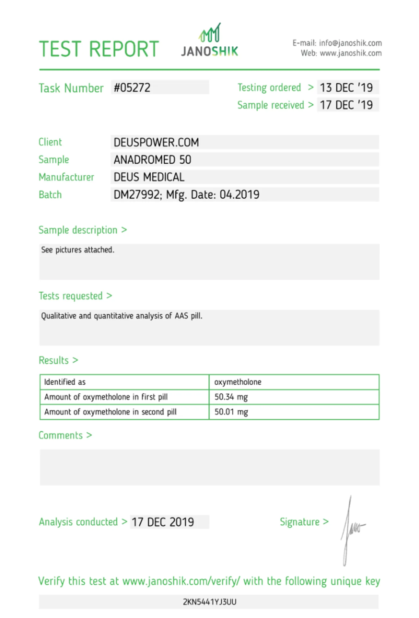 Anadromed 50 oxymetholone 50mg tablets, Deus Medical