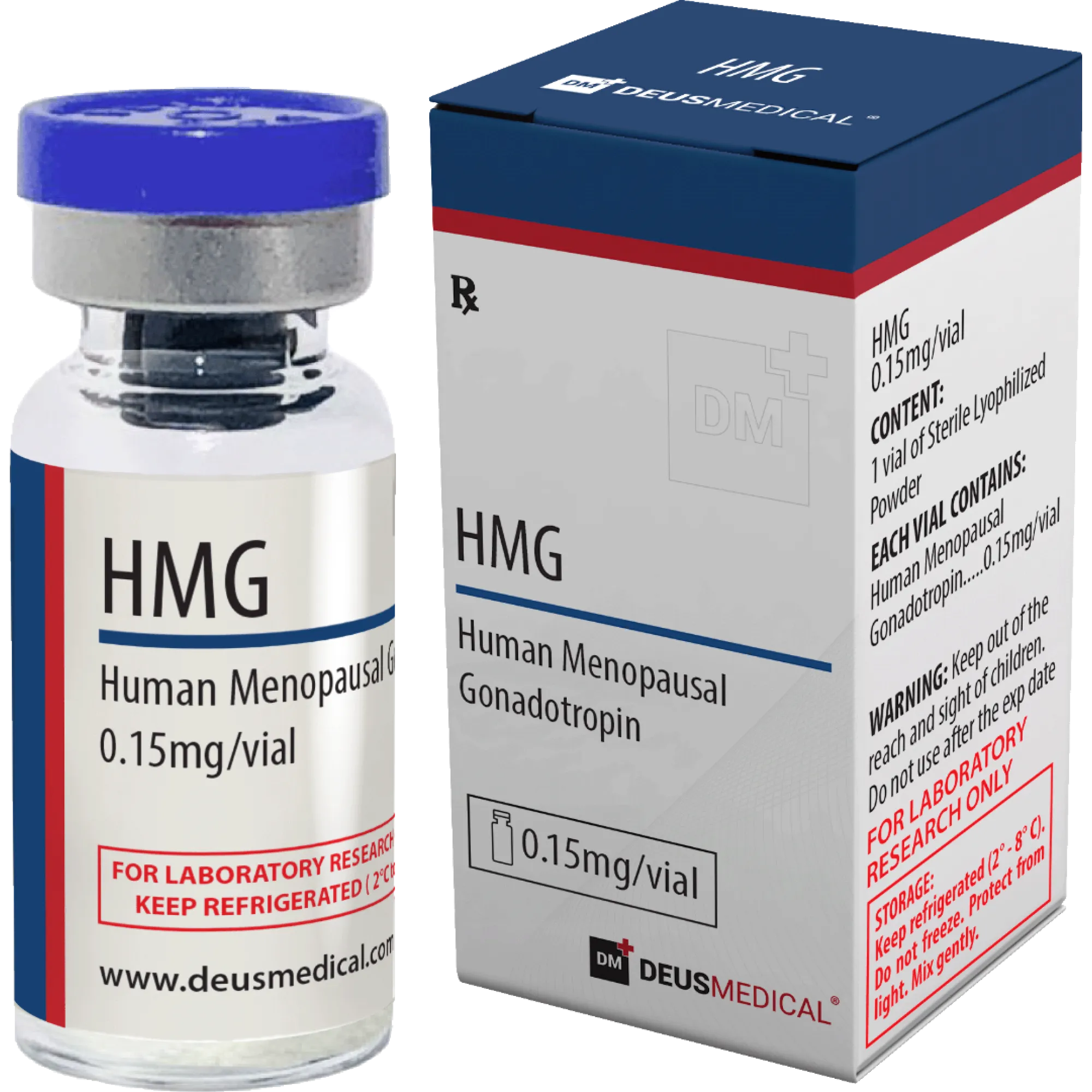 HMG (Human Menopausal Gonadotropin) hormone vial, Deus Medical