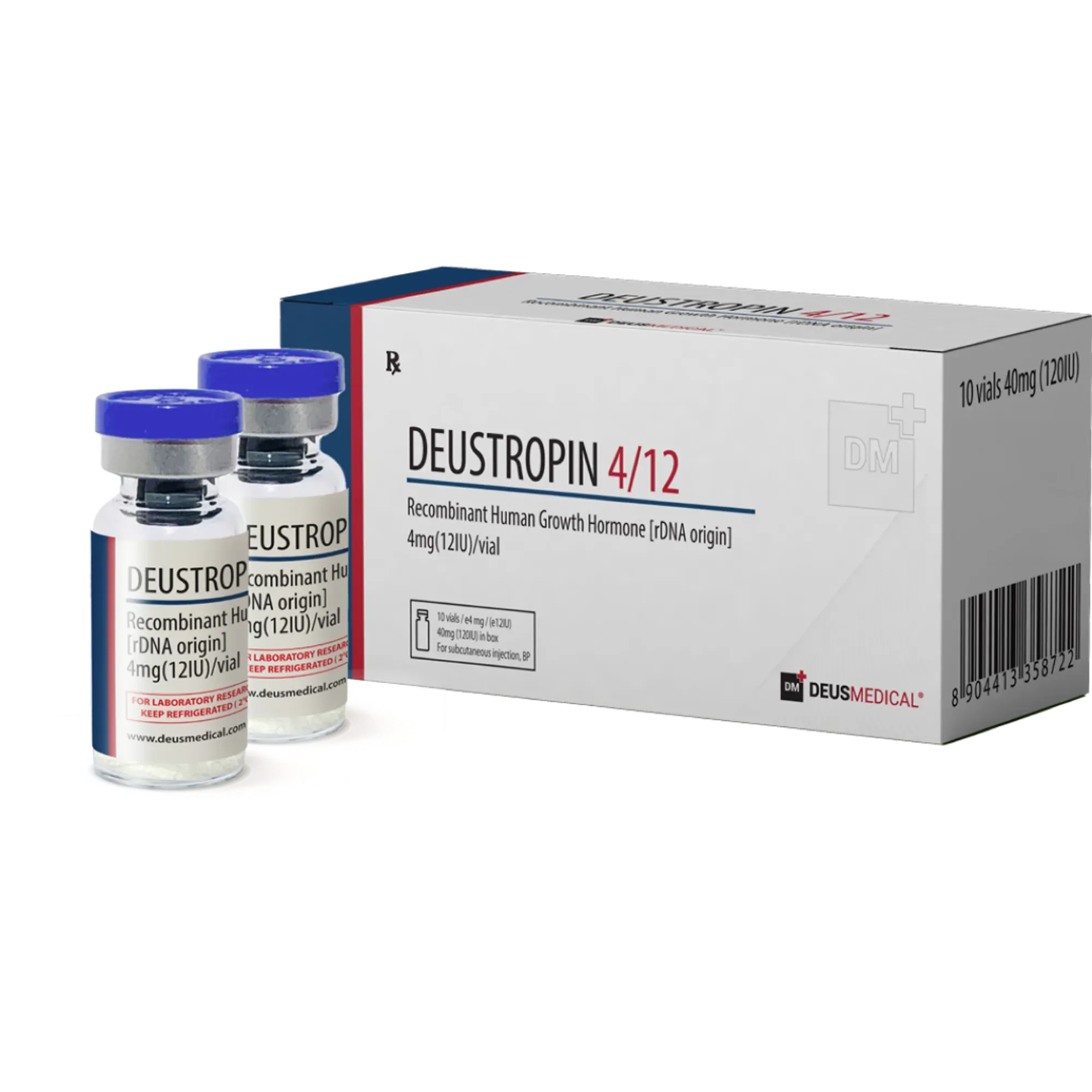 Deustropin 4/12 (Somatropin) recombinant human growth hormone vials, Deus Medical