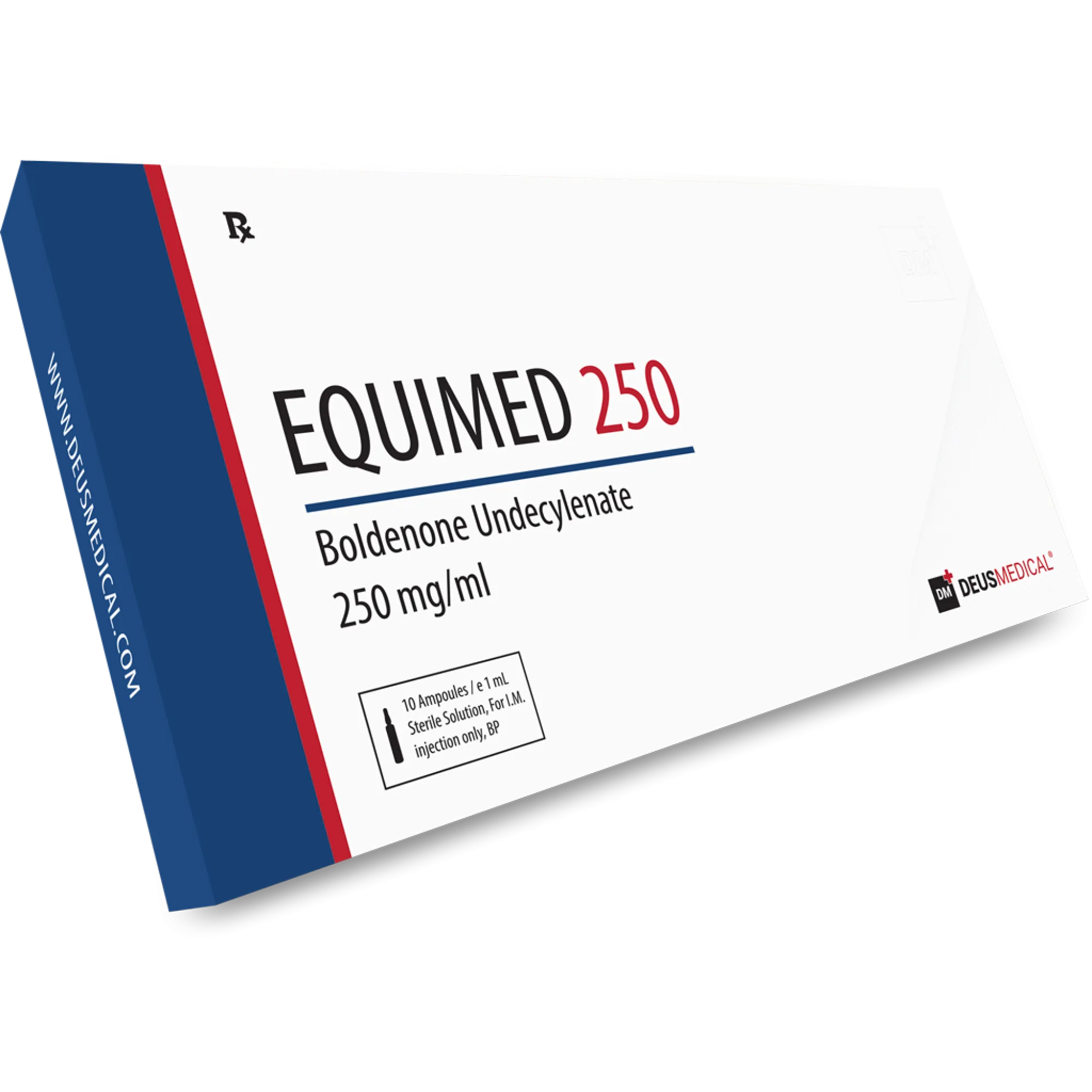 Equimed 250 Boldenone Undecyclenate ampoules and Deus Medical packaging