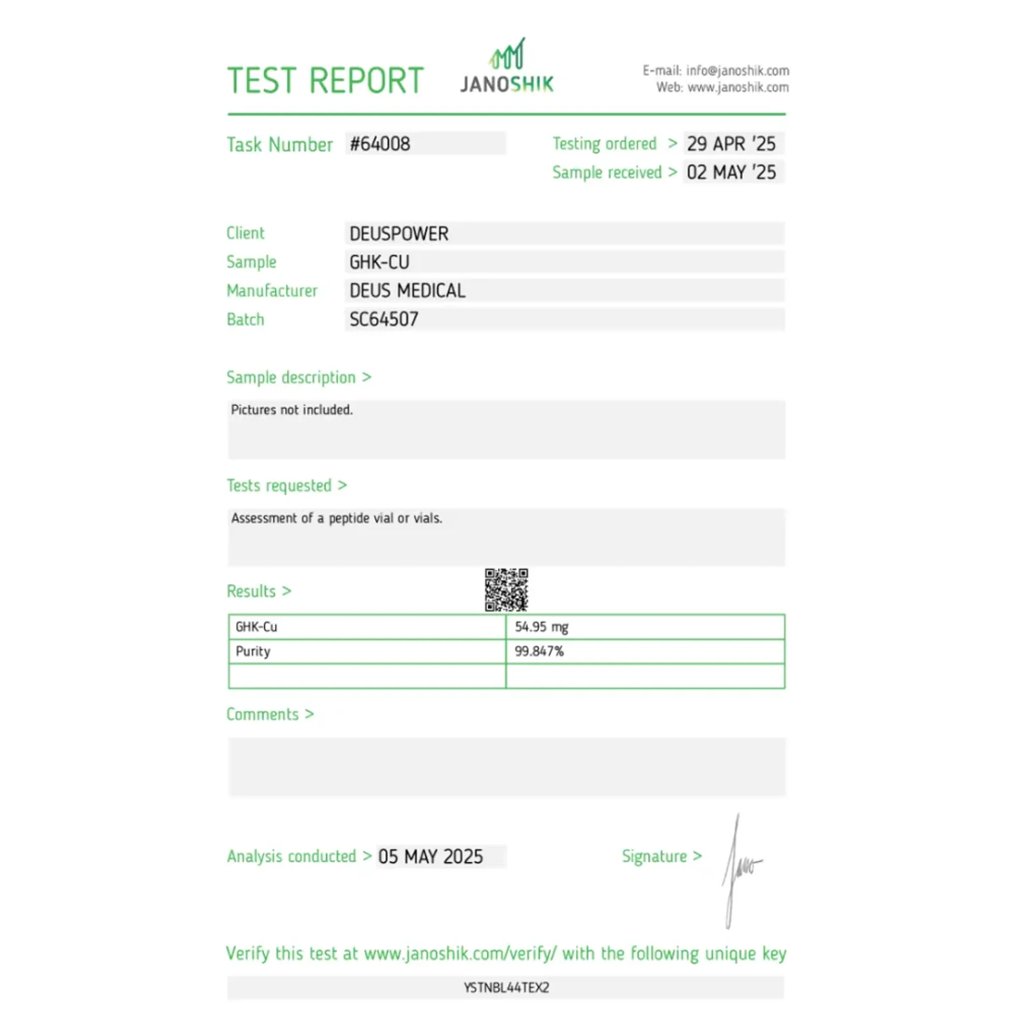 GHK-CU (GHK-CU Kupfertripeptid-1), Deus Medical, Steroide online kaufen – helixamed.com