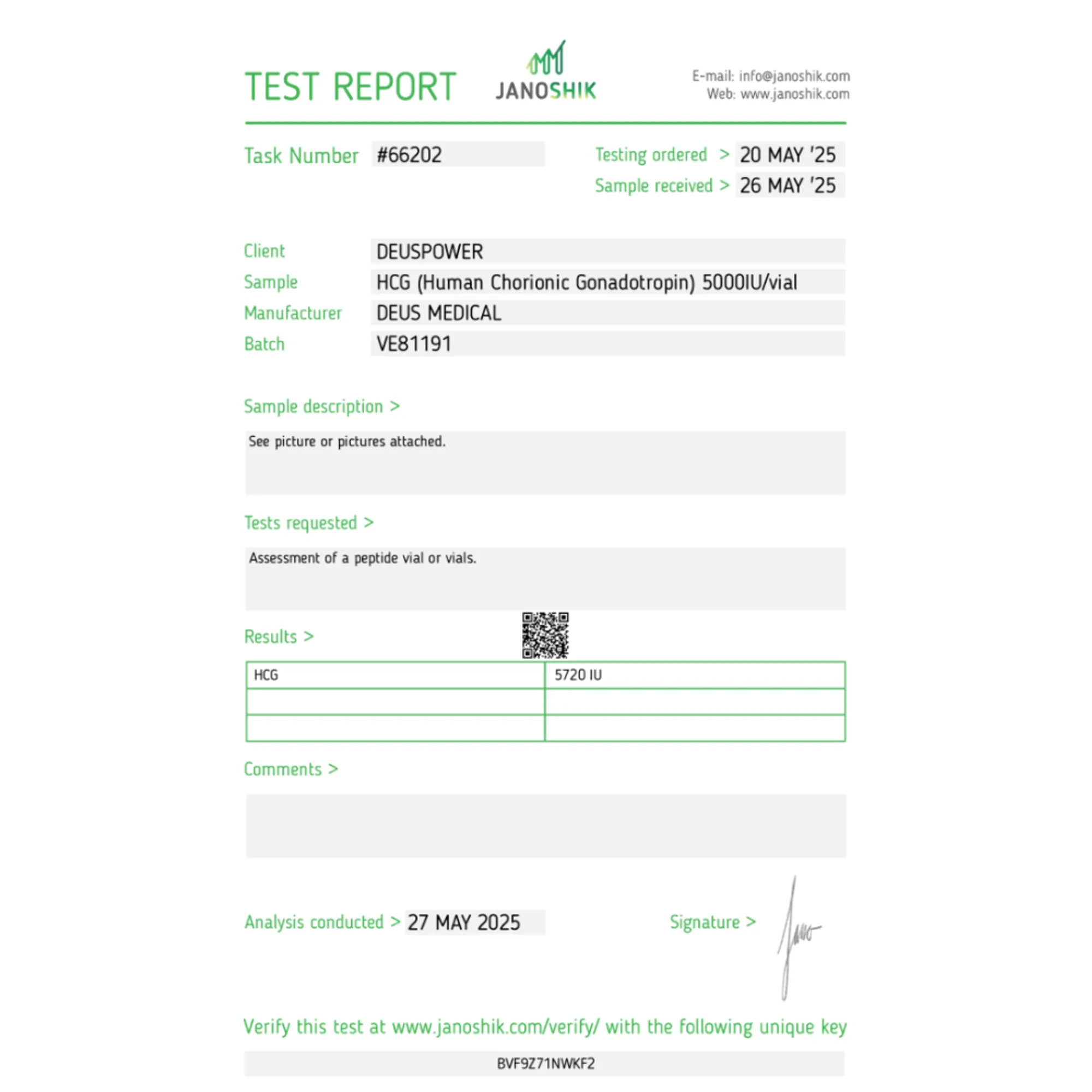 HCG (Human Chorionic Gonadotropin), Deus Medical, Köp steroider online - helixamed.com
