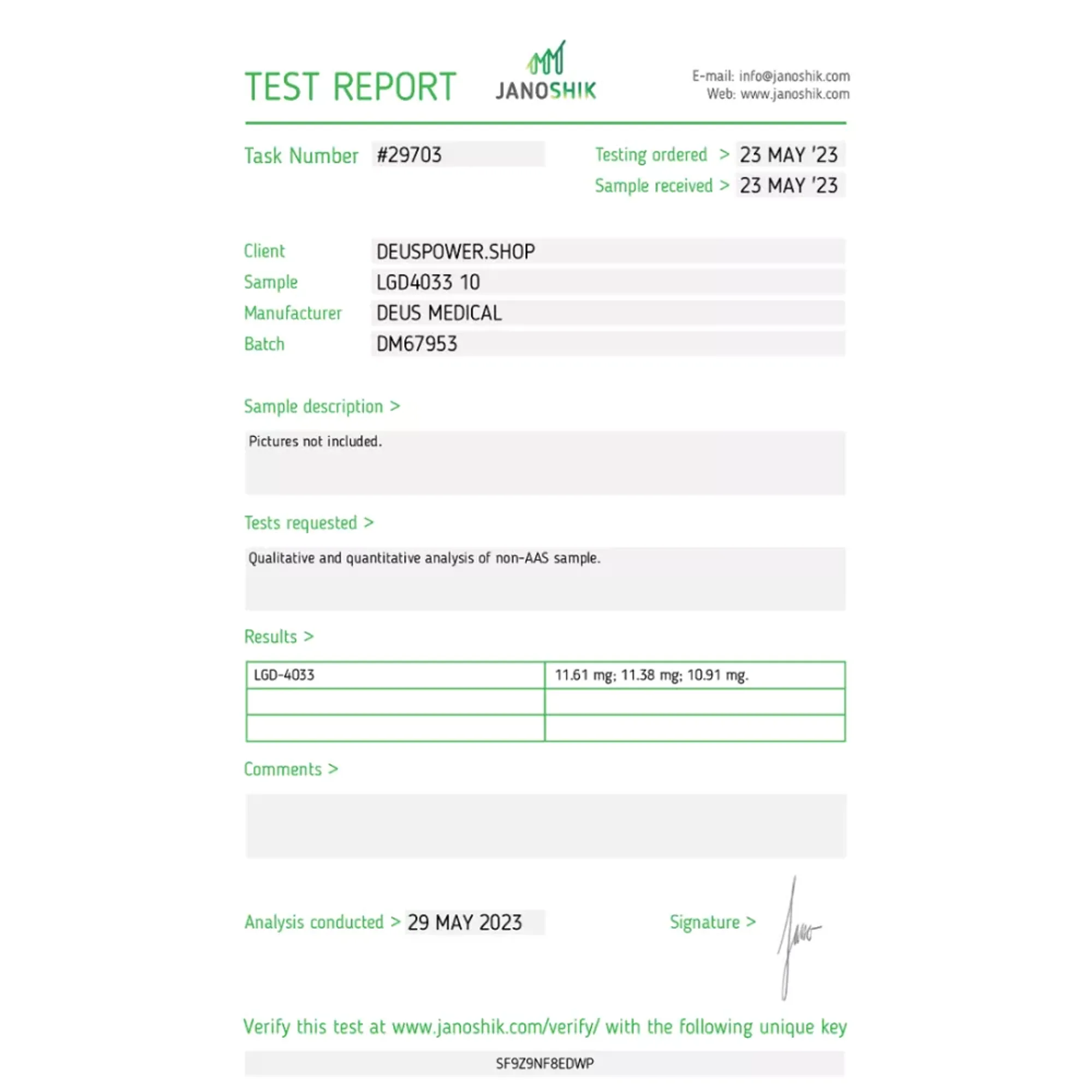 LGD4033 (Ligandrol) 10mg tablets by Deus Medical on HelixaMed