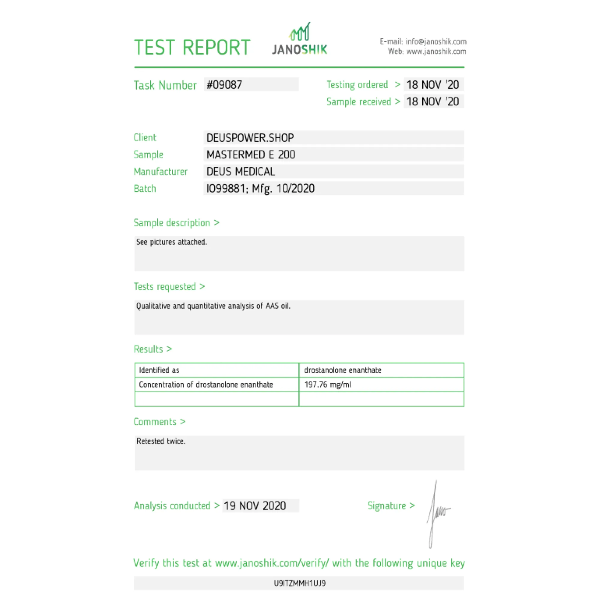 Mastermed E 200 Drostanolone Enanthate ampoules and Deus Medical packaging