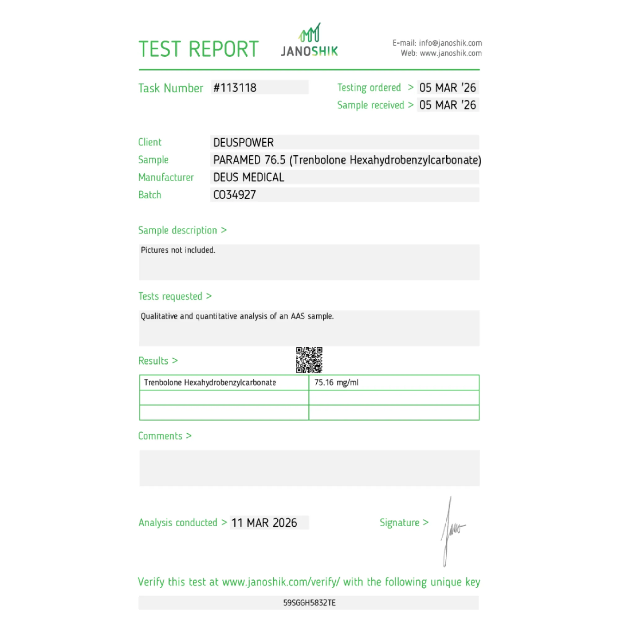 PARAMED 76.5 (Trenbolon Hexahydrobenzylcarbonate), Deus Medical, Koupit steroidy online - helixamed.com