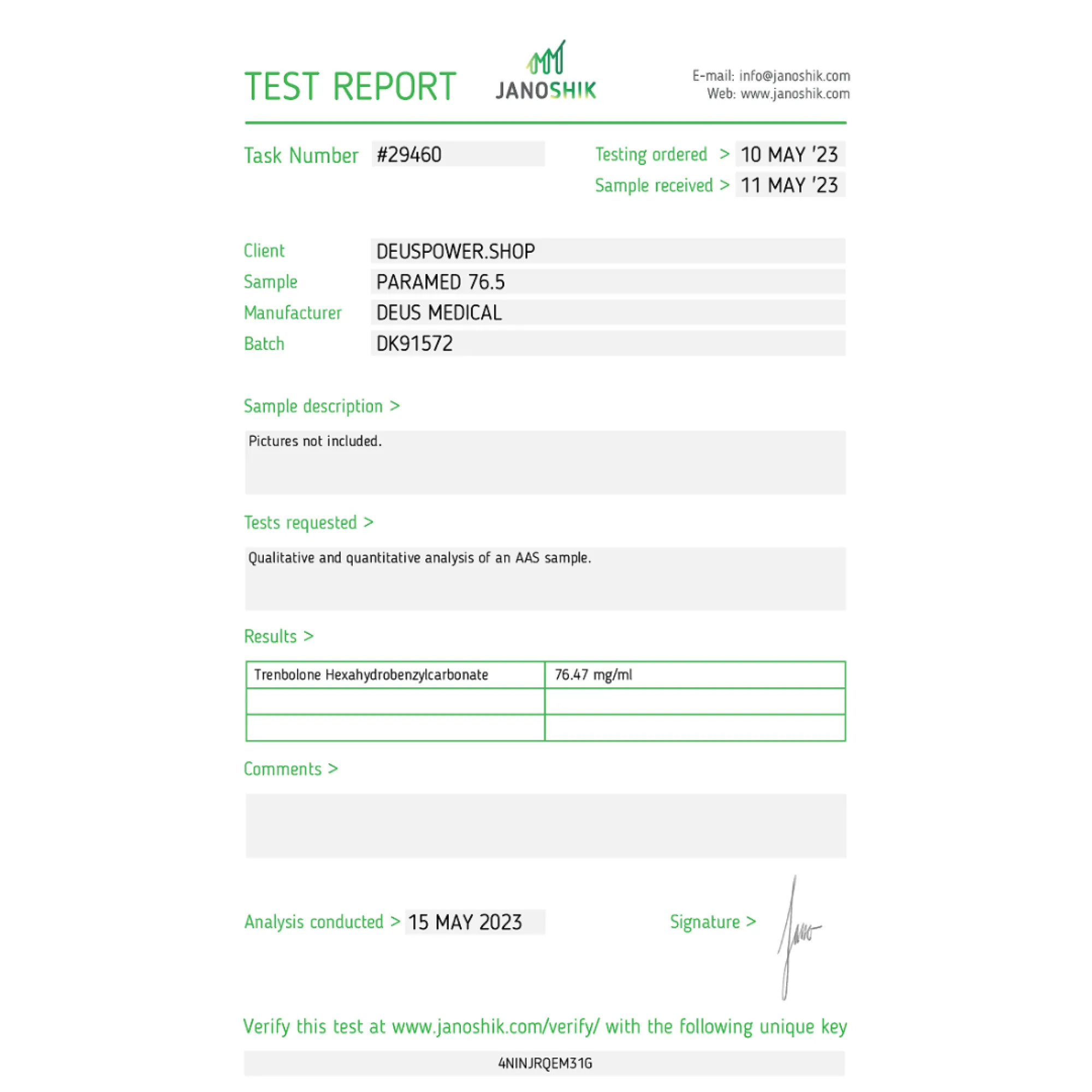 PARAMED 76.5 (Trenbolon Hexahydrobenzylcarbonate), Deus Medical, Koupit steroidy online - helixamed.com