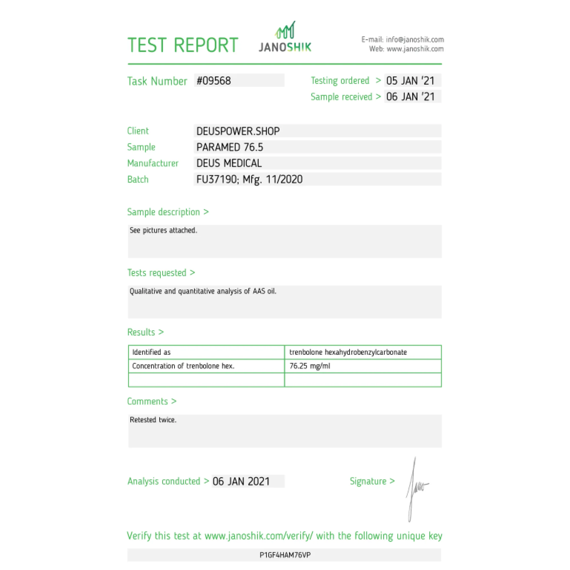 PARAMED 76.5 (Trenbolon Hexahydrobenzylcarbonate), Deus Medical, Koupit steroidy online - helixamed.com