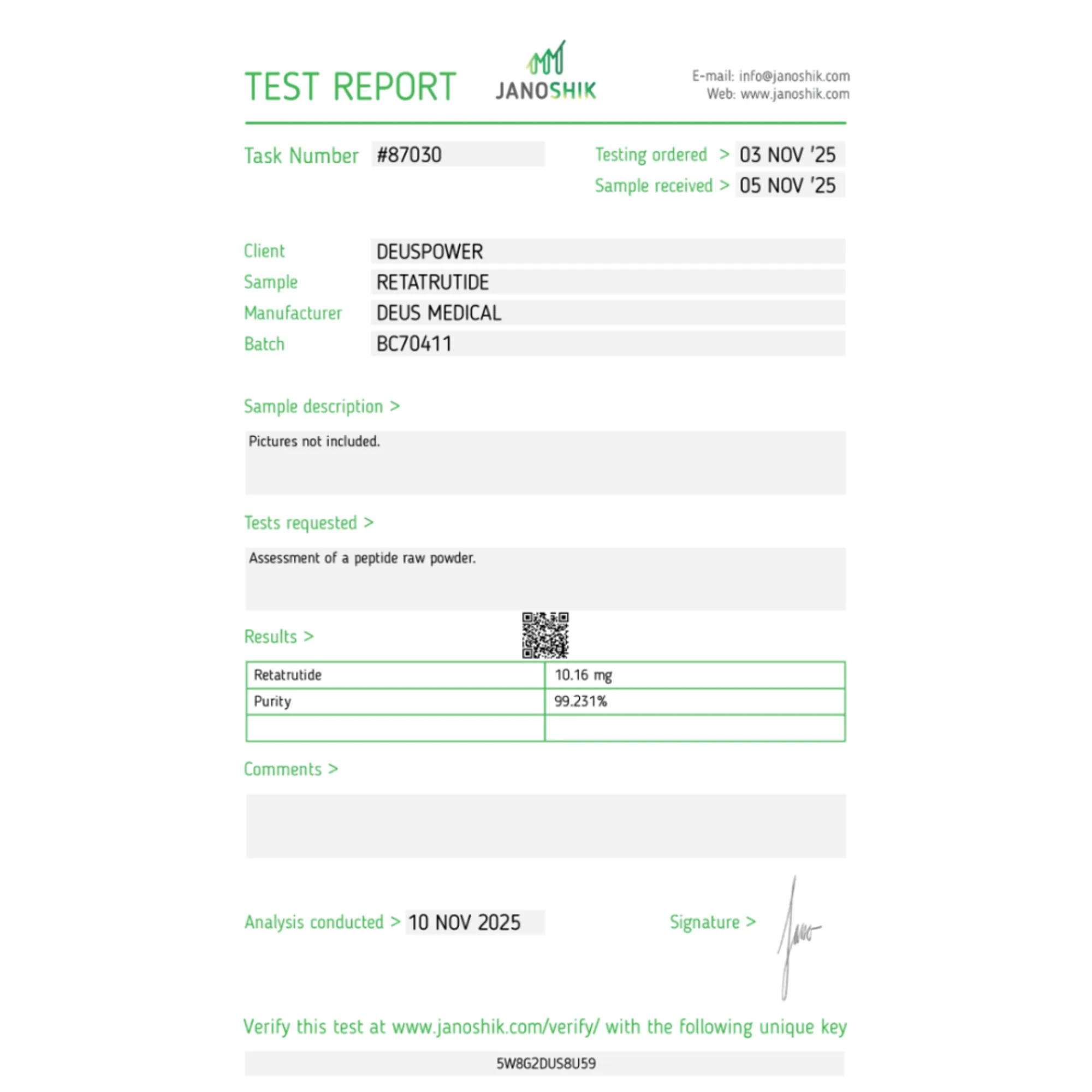 RETATRUTIDE 10mg (GLP-1, GIP & Glucagon Triple Receptor Agonist), Deus Medical, Buy Peptides Online – helixamed.com