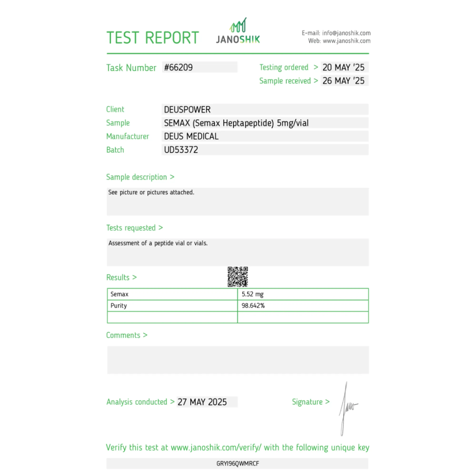 SEMAX (Semax Heptapeptide), Deus Medical, Köp steroider online - helixamed.com