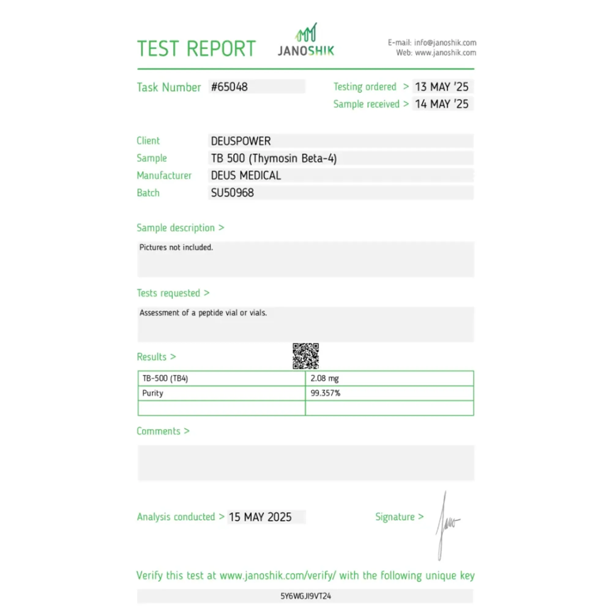 TB-500 (Thymosin Beta-4), Deus Medical, Buy Steroids Online - helixamed.com