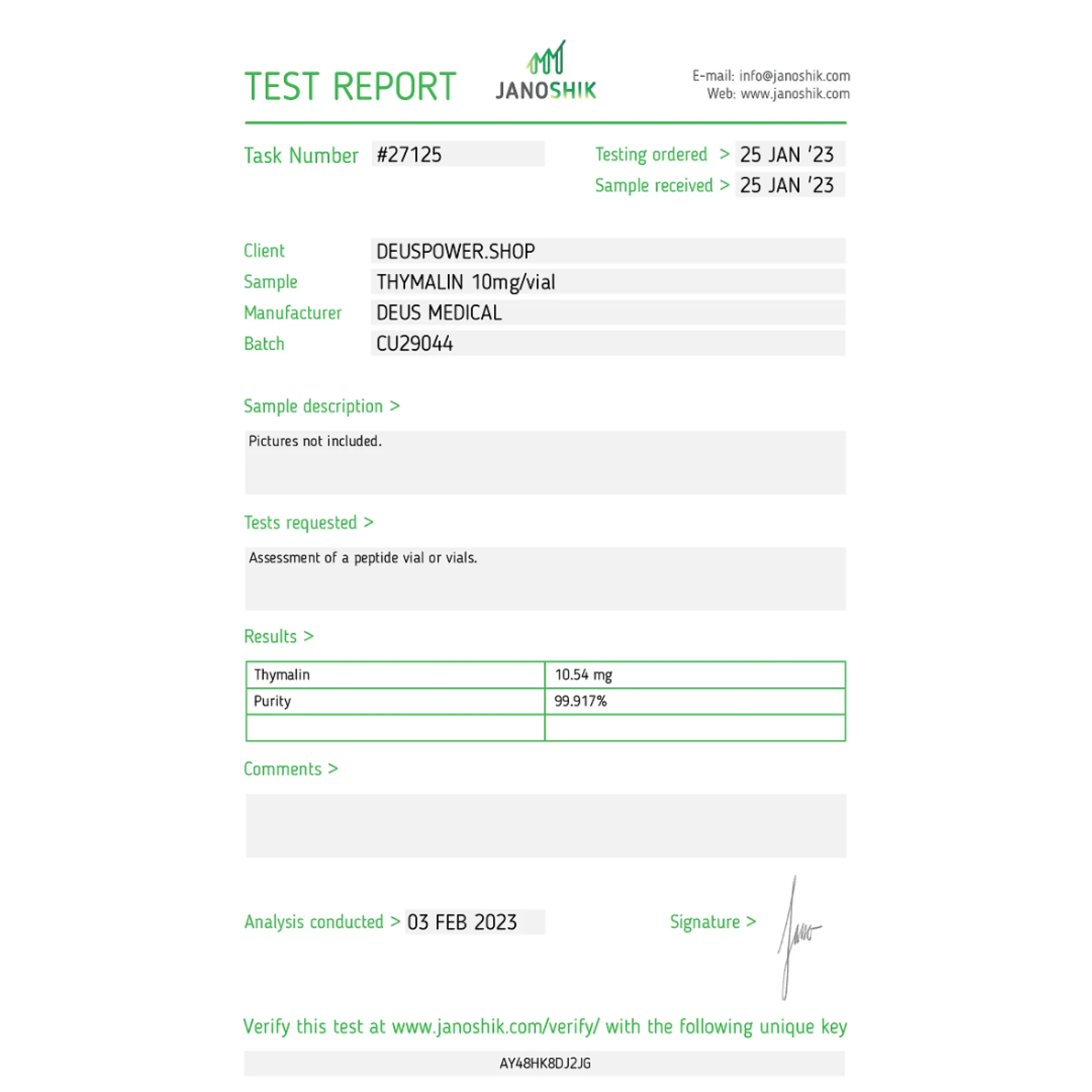 THYMALIN (Thymic Factor), Deus Medical, Koupit steroidy online - helixamed.com