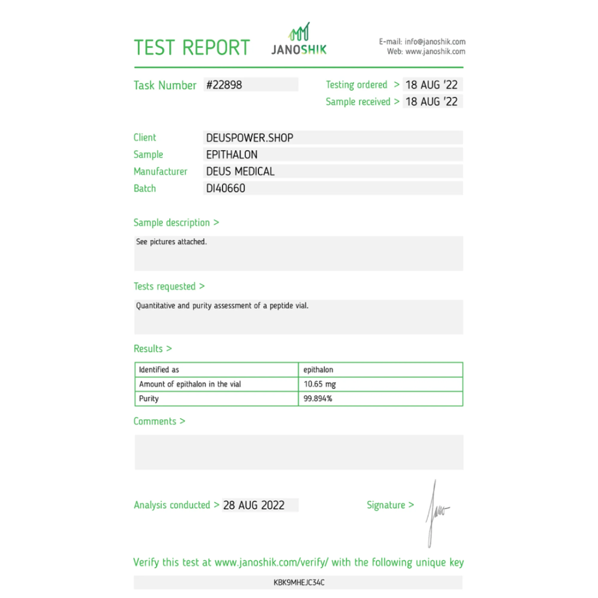 EPITHALON (Epitalamina), Deus Medical, Acquista Steroidi Online - helixamed.com