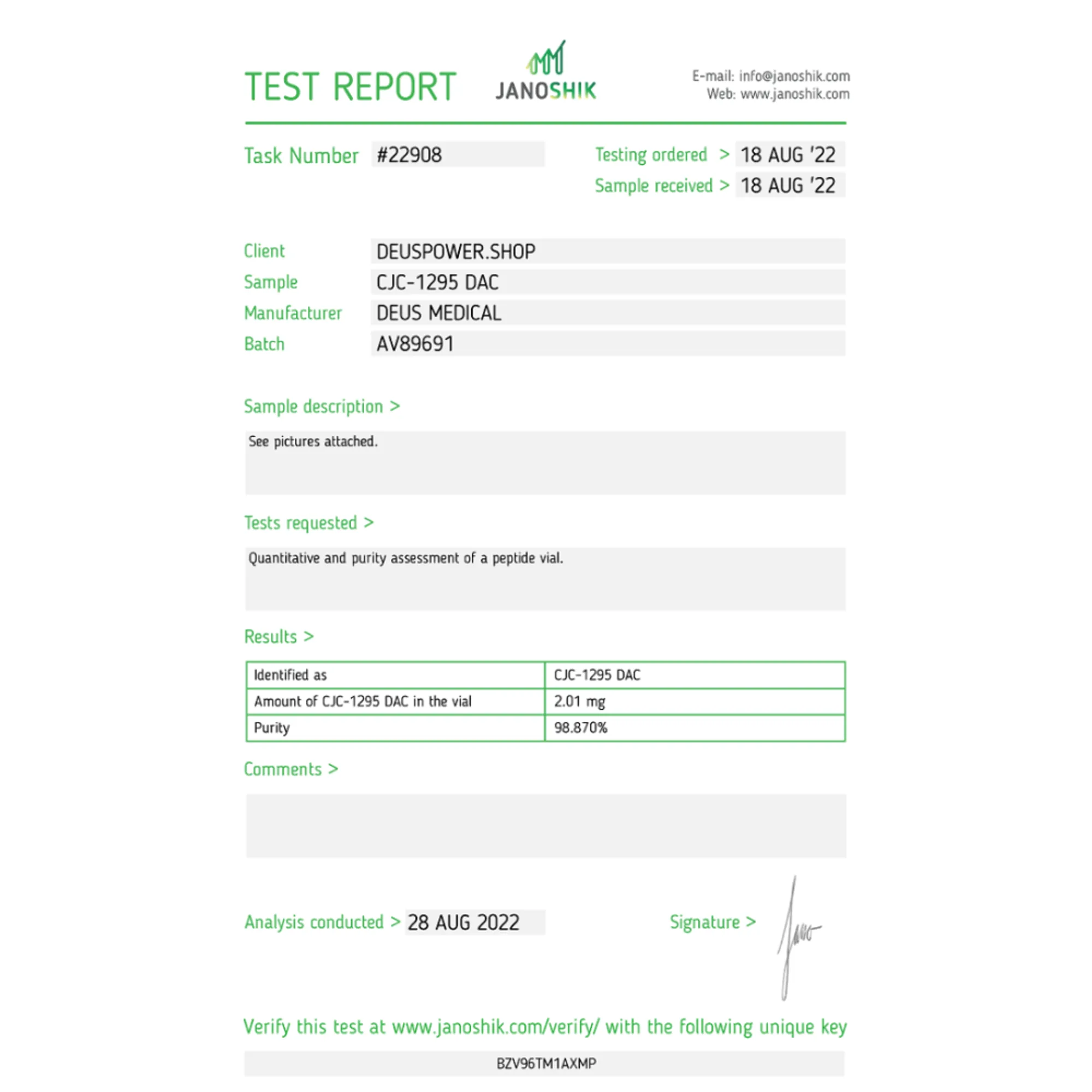 CJC-1295 DAC (tetragesubstitueerd 30-aminozuurpeptidehormoon), Deus Medical, koop steroïden online - helixamed.com