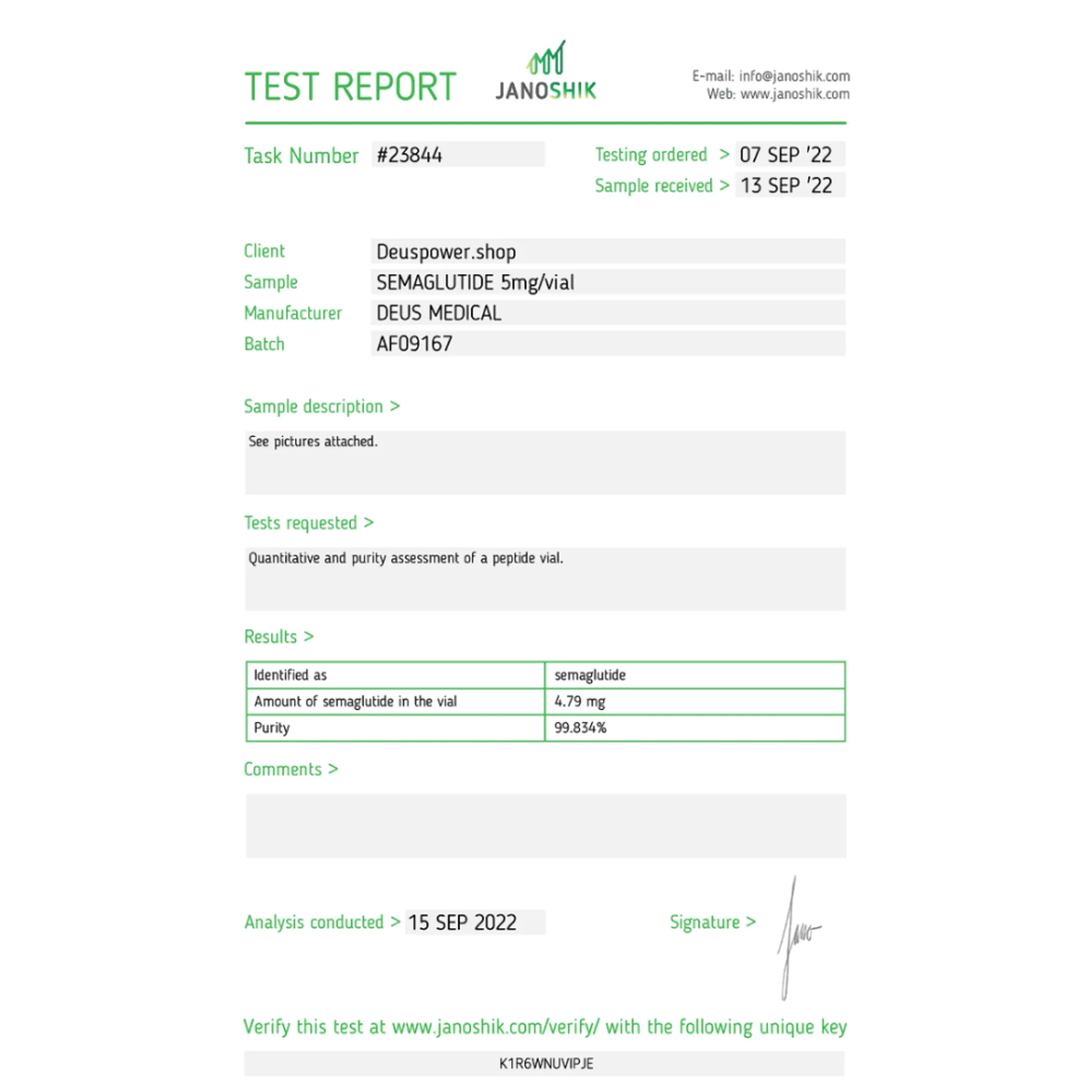 SEMAGLUTIDE (Glucagon-Like Peptide-1 (GLP-1)), Deus Medical, Buy Steroids Online - helixamed.com