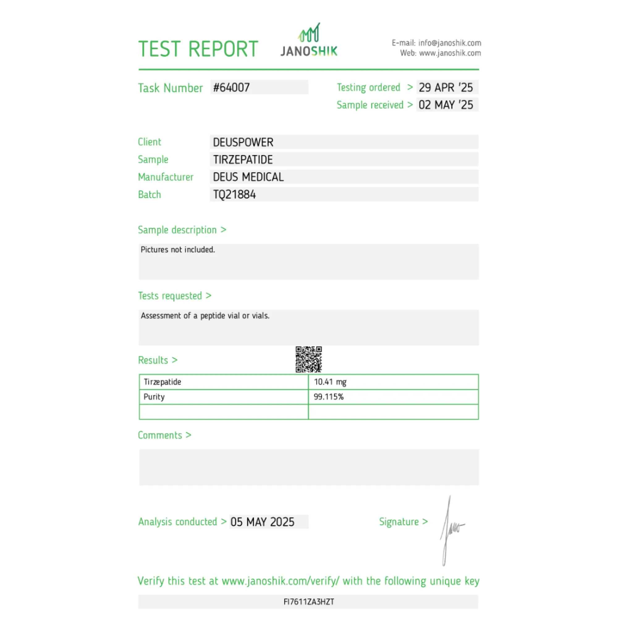 Tirzepatide (Tirzepatide GIP et GLP-1 Receptor Agonist), Deus Medical, Acheter des stéroïdes en ligne - helixamed.com